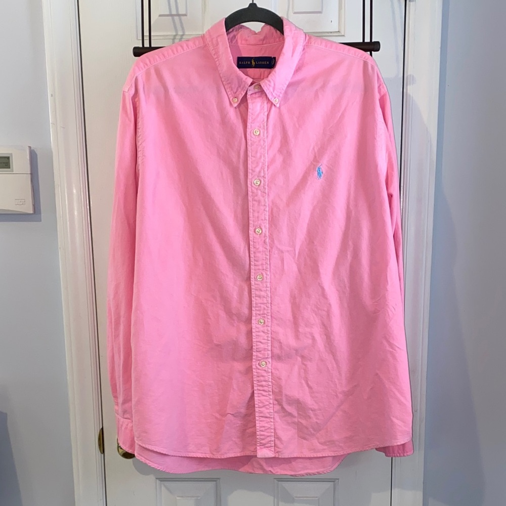 Ralph Lauren garment dyed button down, preowned, XXL, pink